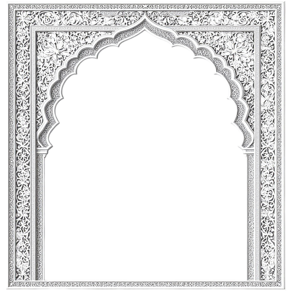 An ornate white frame with a black background png