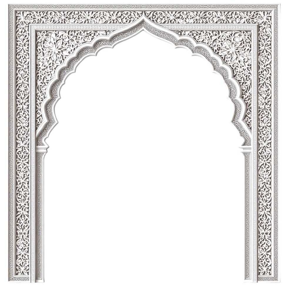 A white arch with intricate designs png