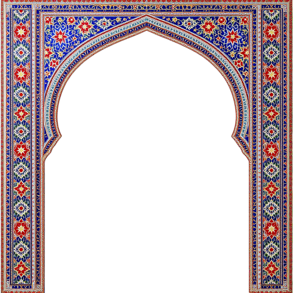 An arched window with a colorful pattern png