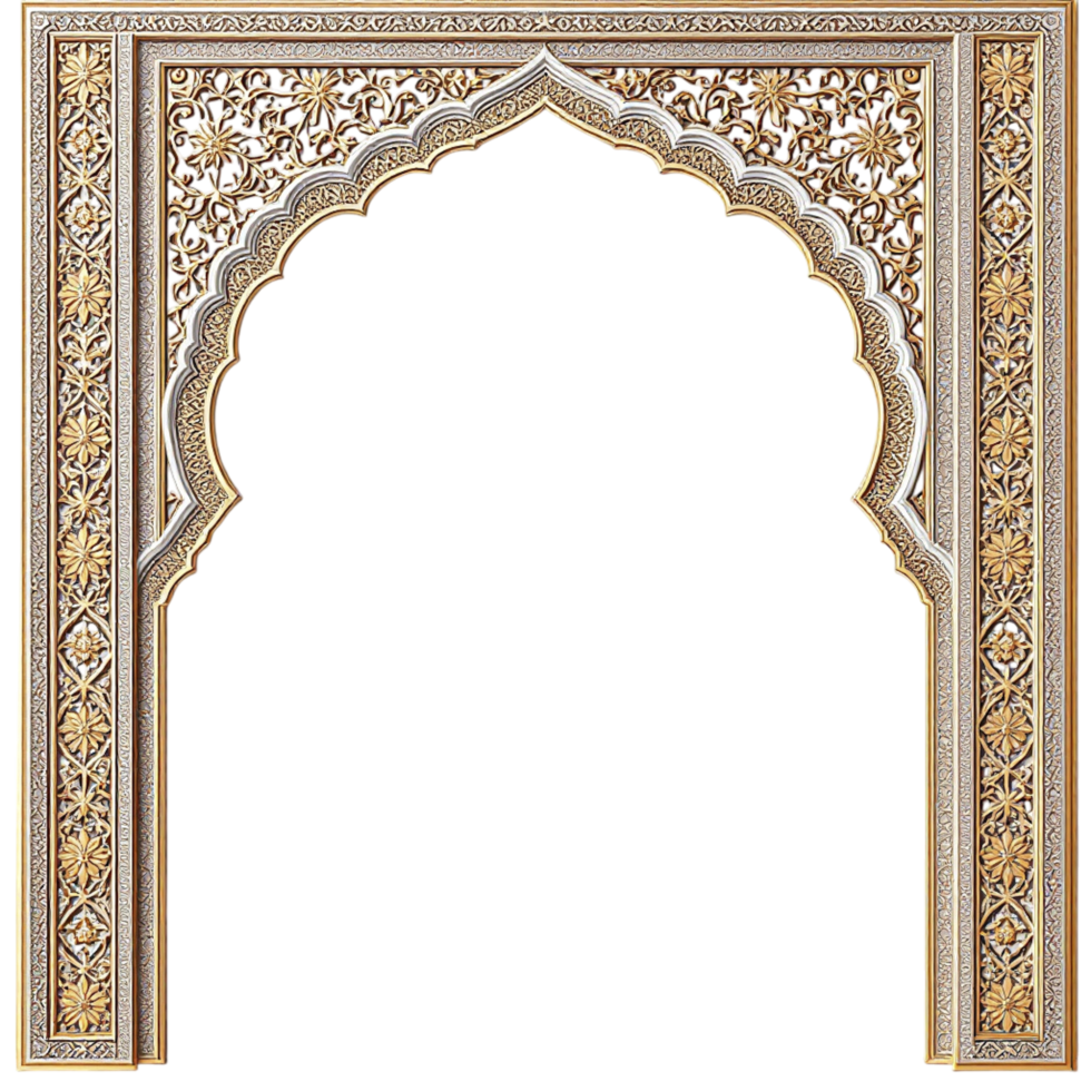 An ornate gold and white archway png