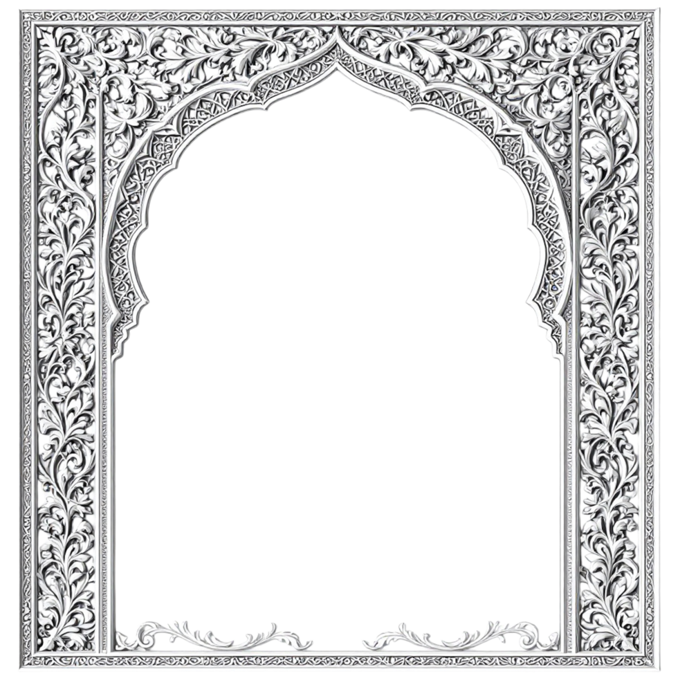 An ornate white frame with a black background png