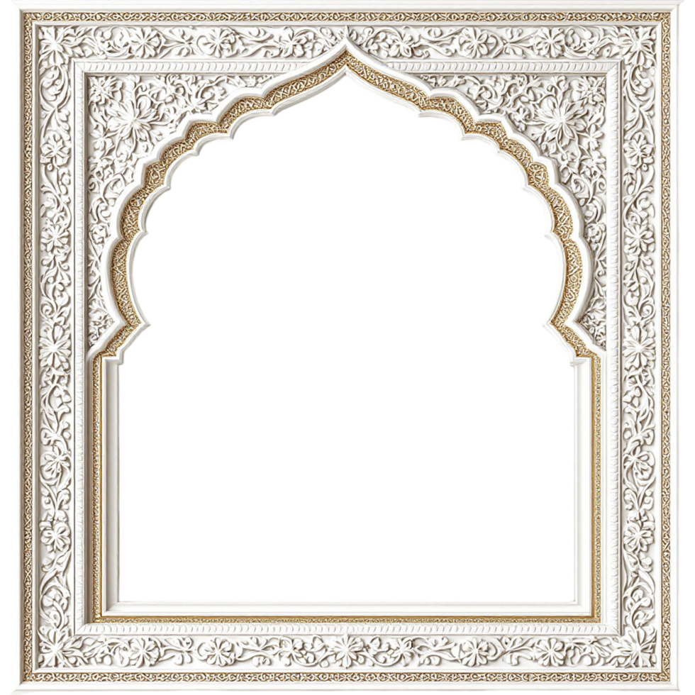 An ornate white frame with a black background png
