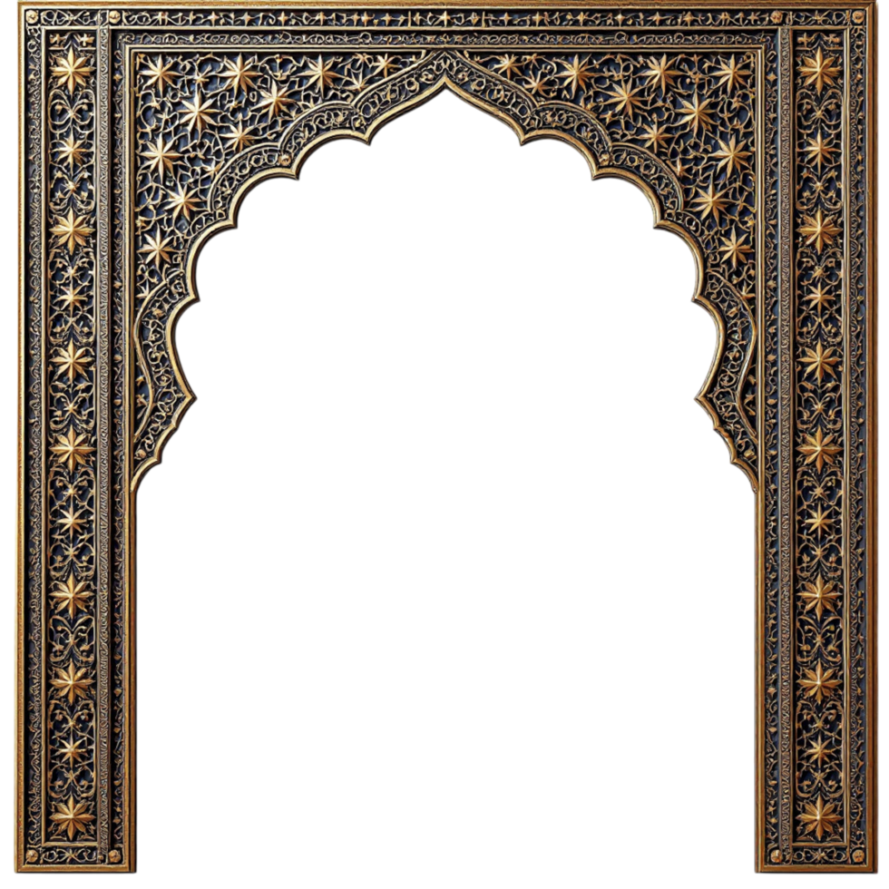 An ornate gold frame with a star pattern png