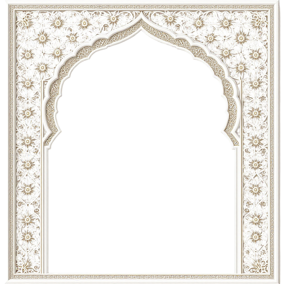 An ornate white frame with a floral design png