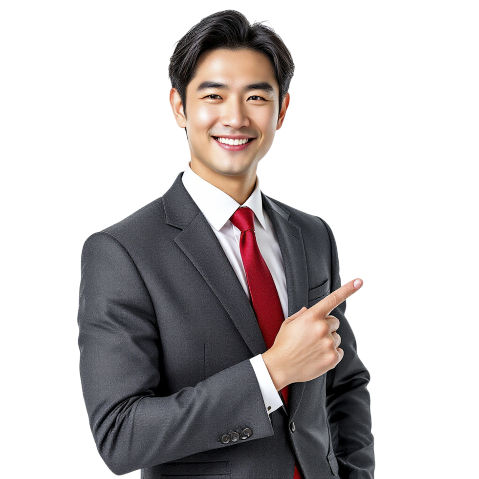 Asian businessman pointing at something png