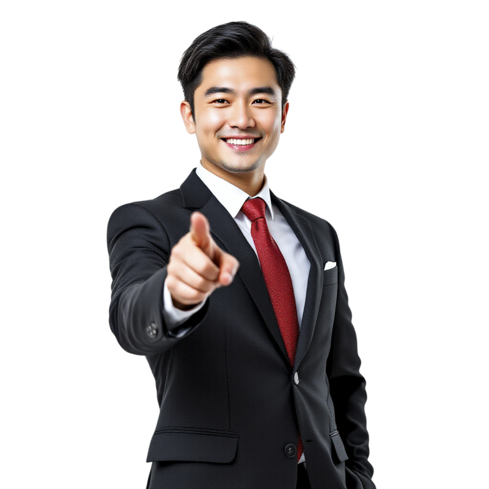 Asian businessman pointing at camera with finger png