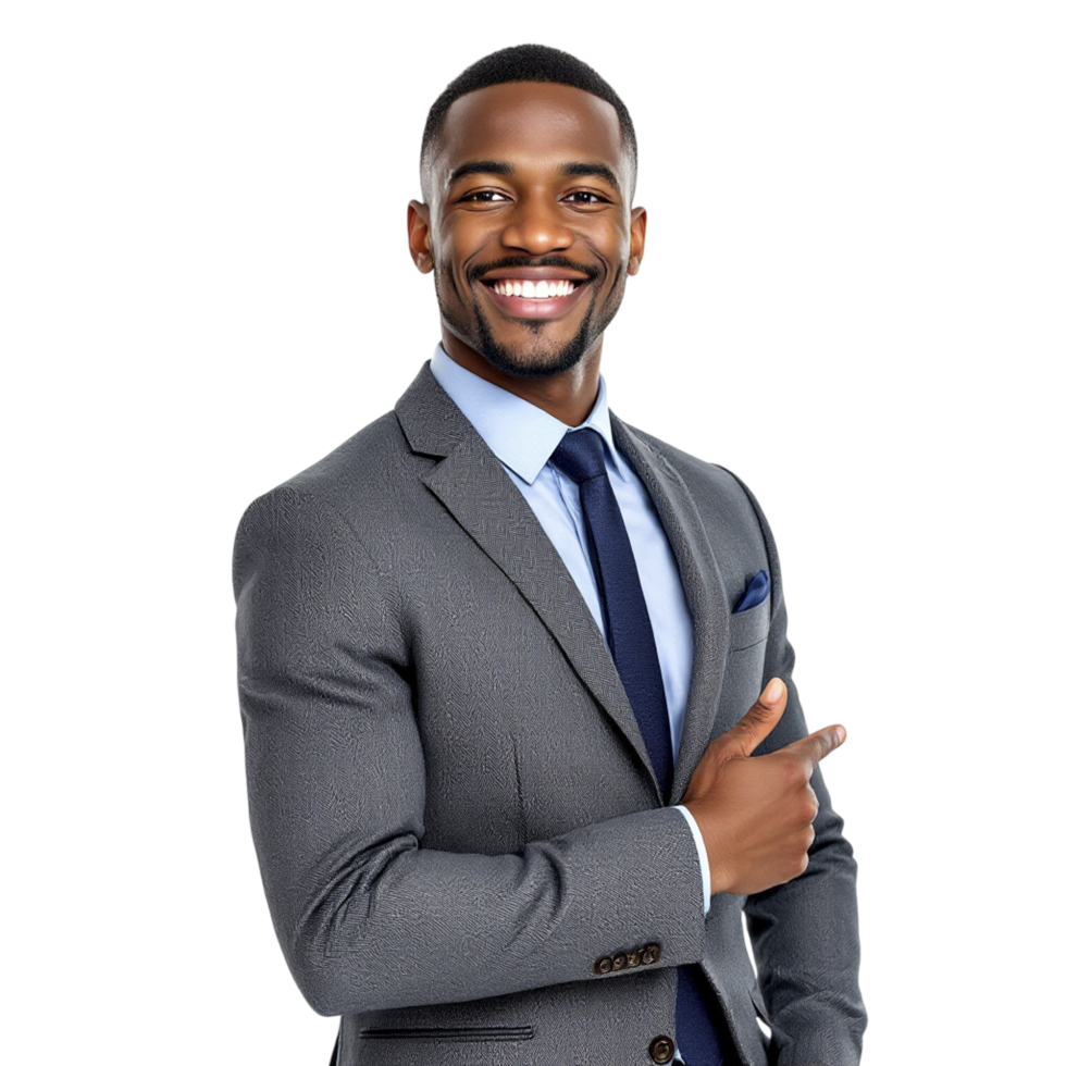A smiling black man in a suit and tie png