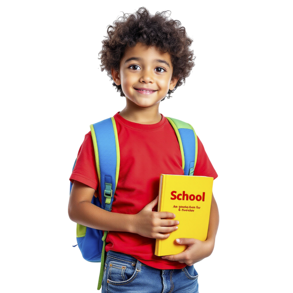 A young boy holding a school book png