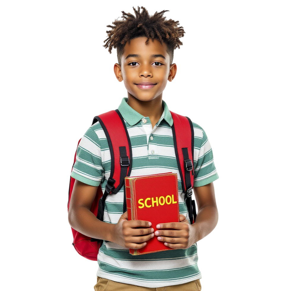 A young boy holding a school book png