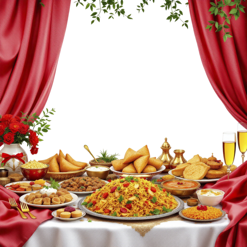 A table with food and drinks on it png