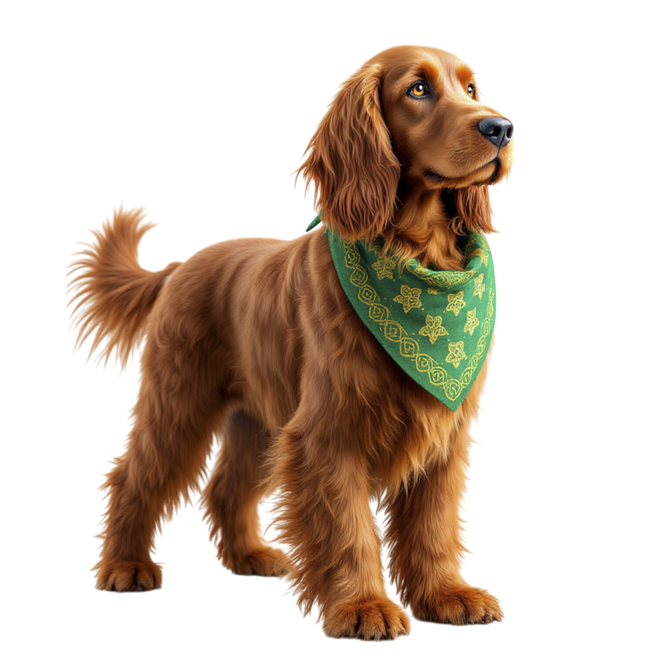 A dog wearing a green bandana png