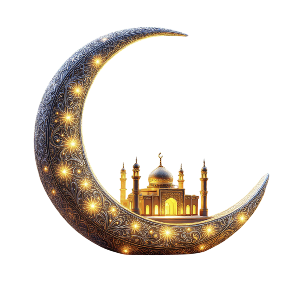 A crescent with a mosque on it png