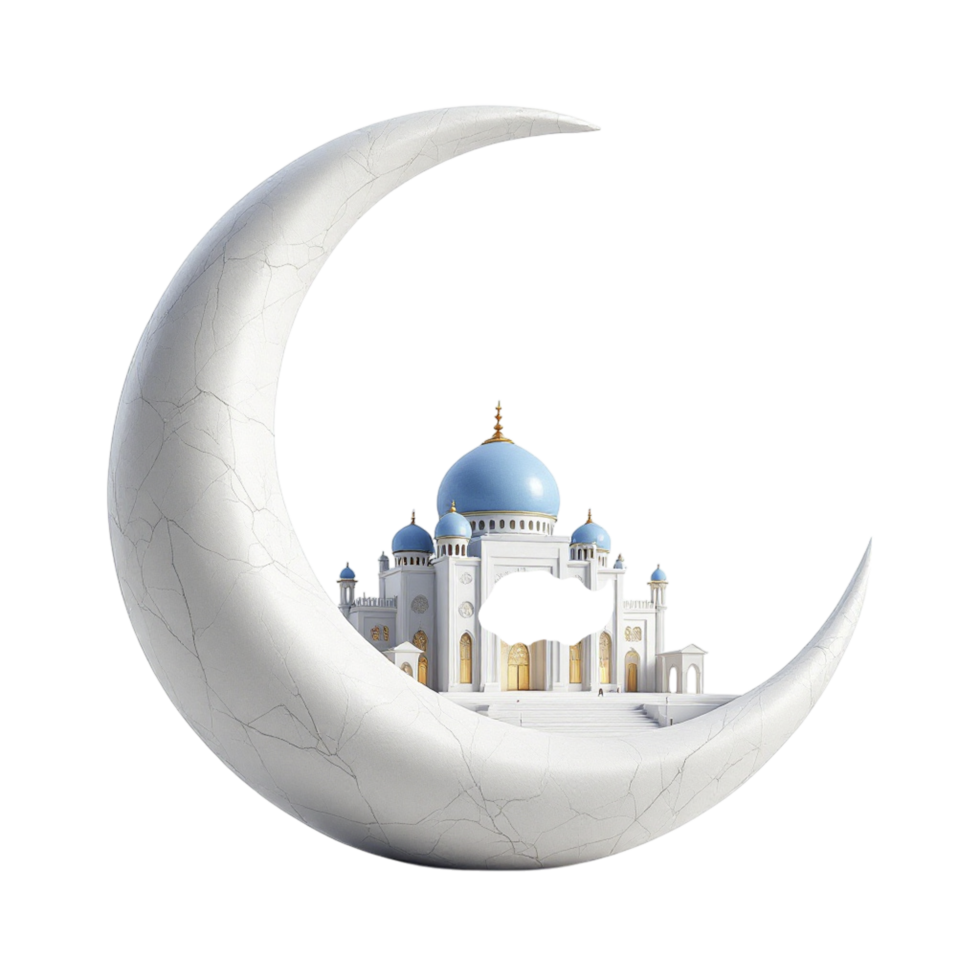A crescent with a mosque on it png
