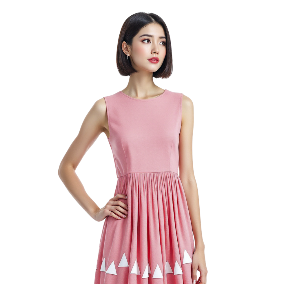 The pink dress has a triangle design on the front png