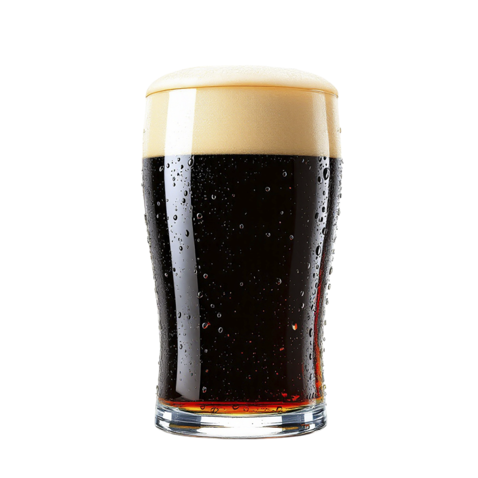 A glass of dark beer on a black background png