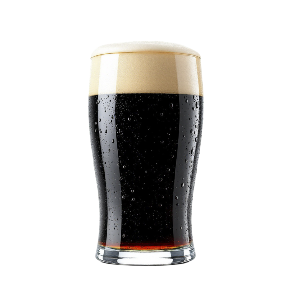 A glass of dark beer on a black background png