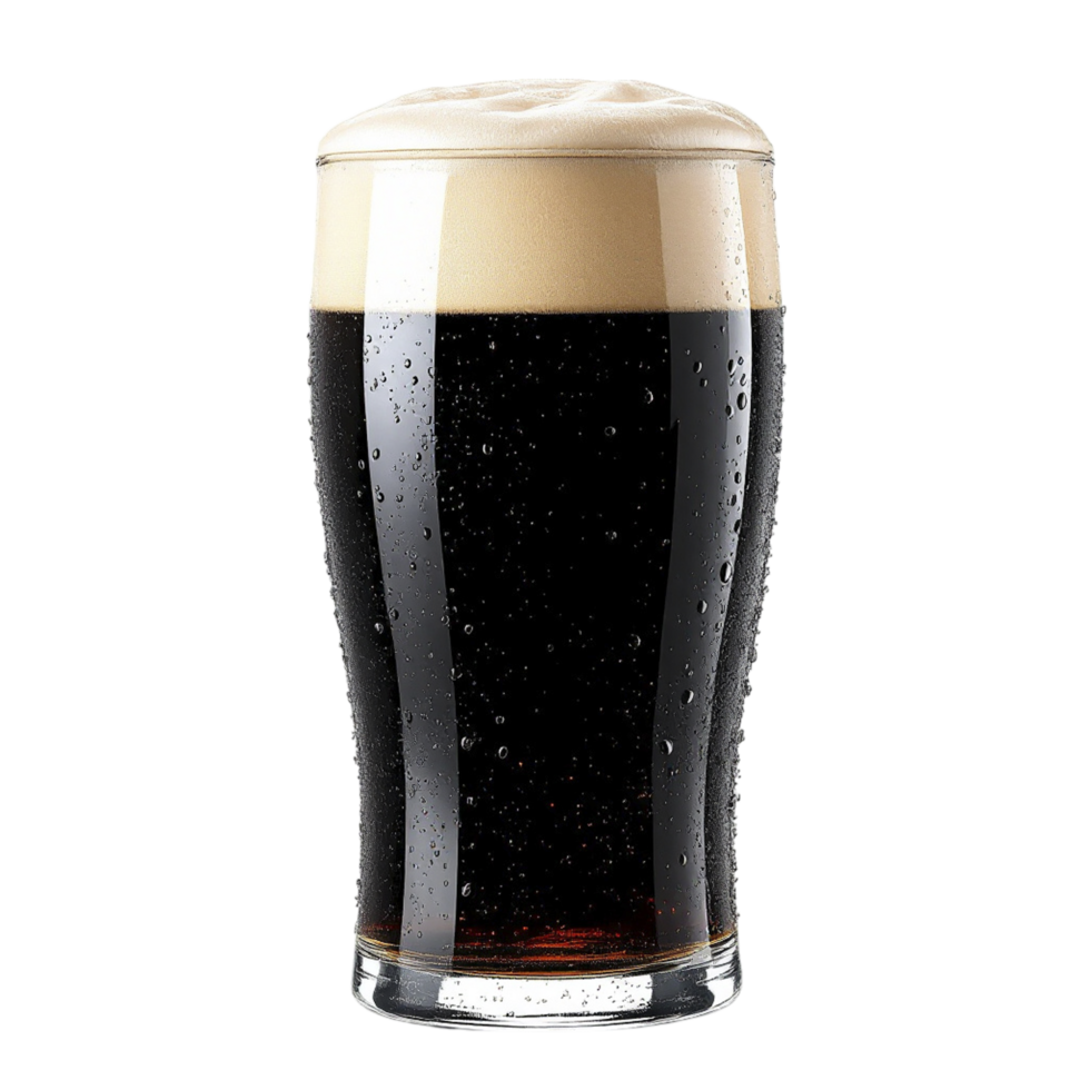A glass of dark beer on a black background png