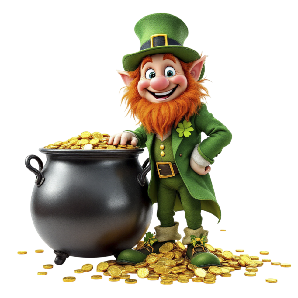 Leprechaun with pot of gold png