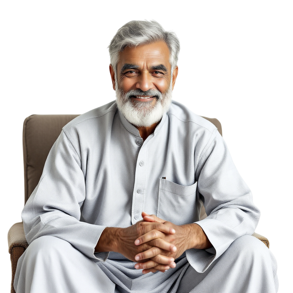 An old man sitting on a chair png