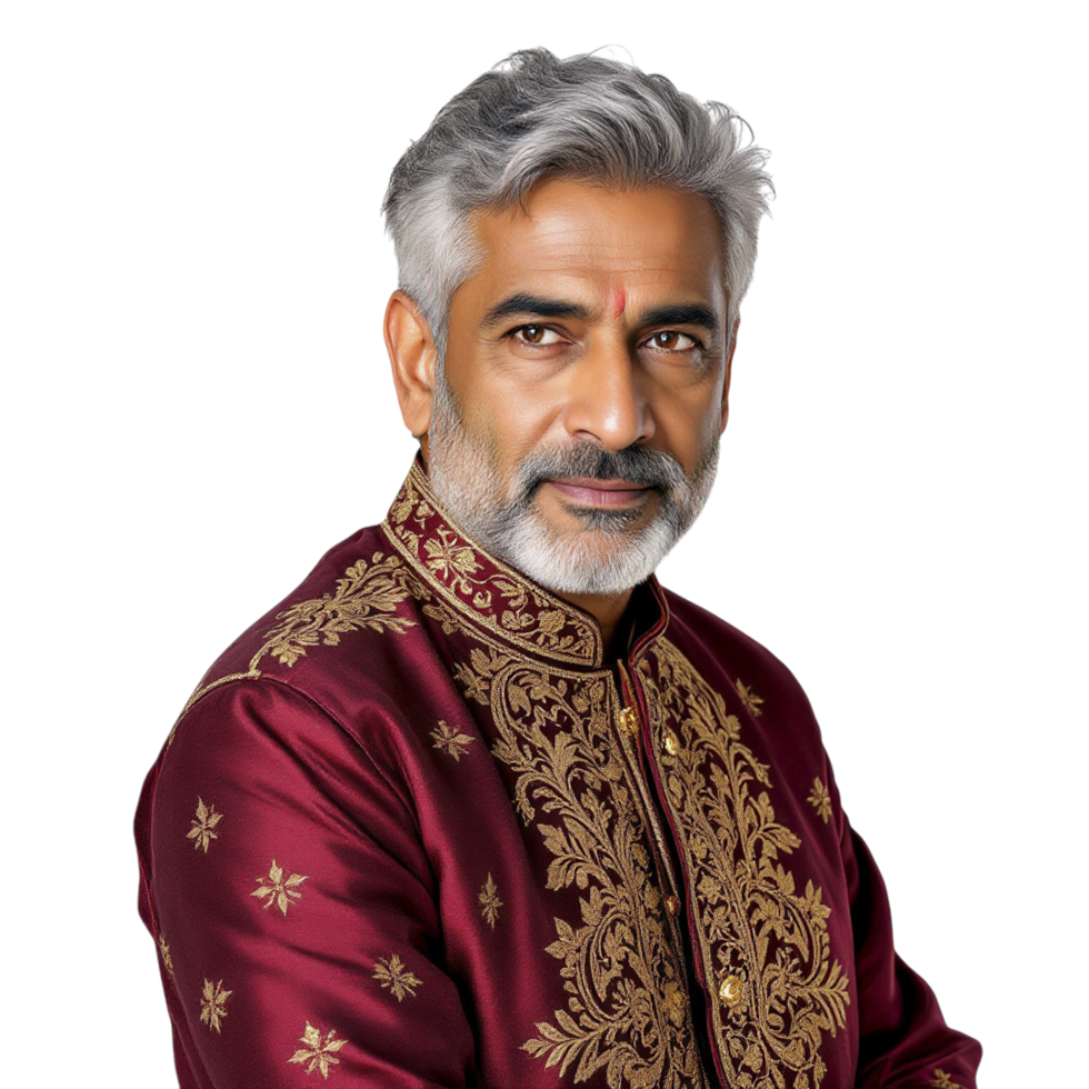 An indian man in a maroon suit png
