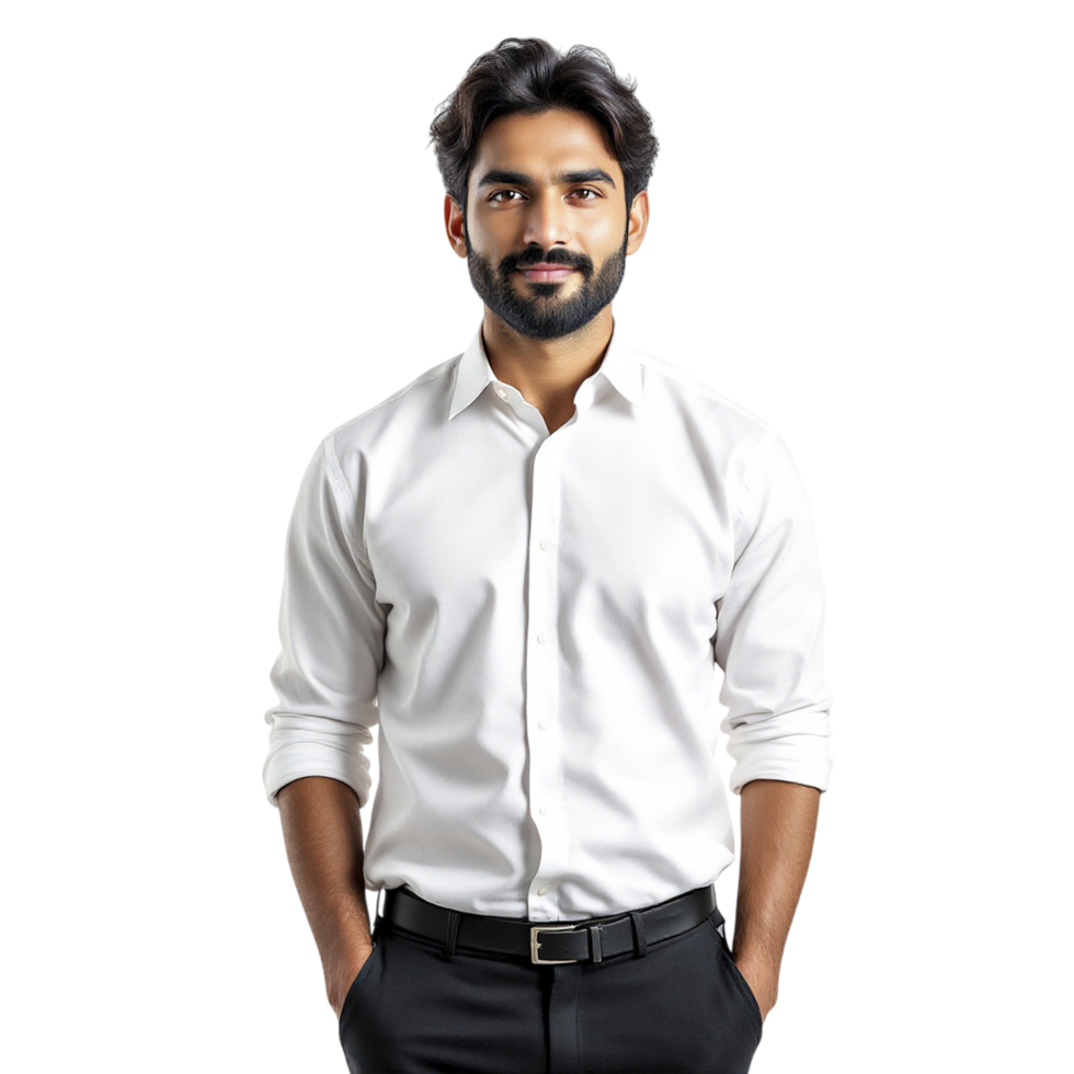A man in a white shirt and black pants png