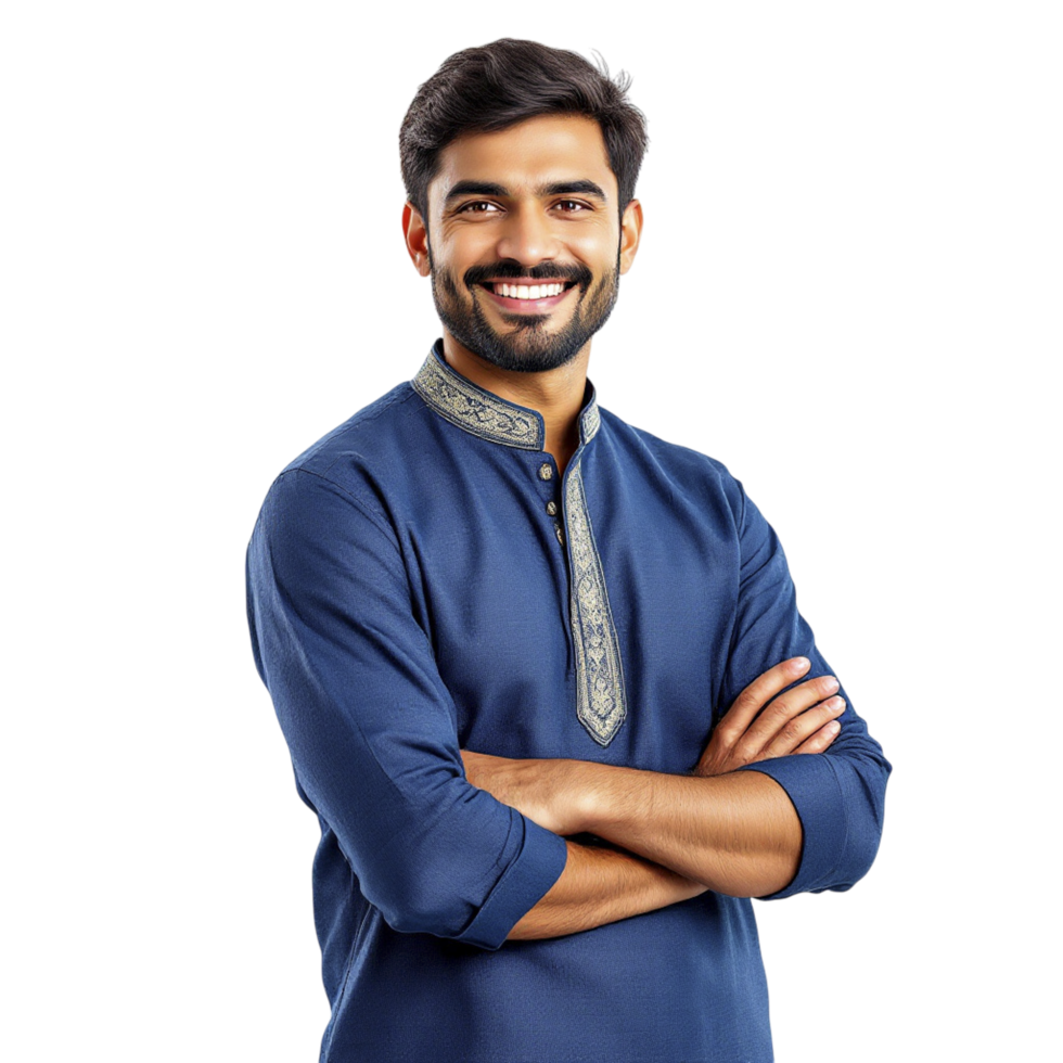 A man in an indian shirt smiling png