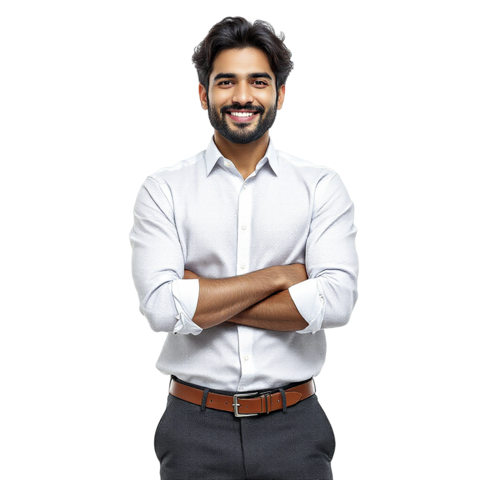 A man in a white shirt and black pants png