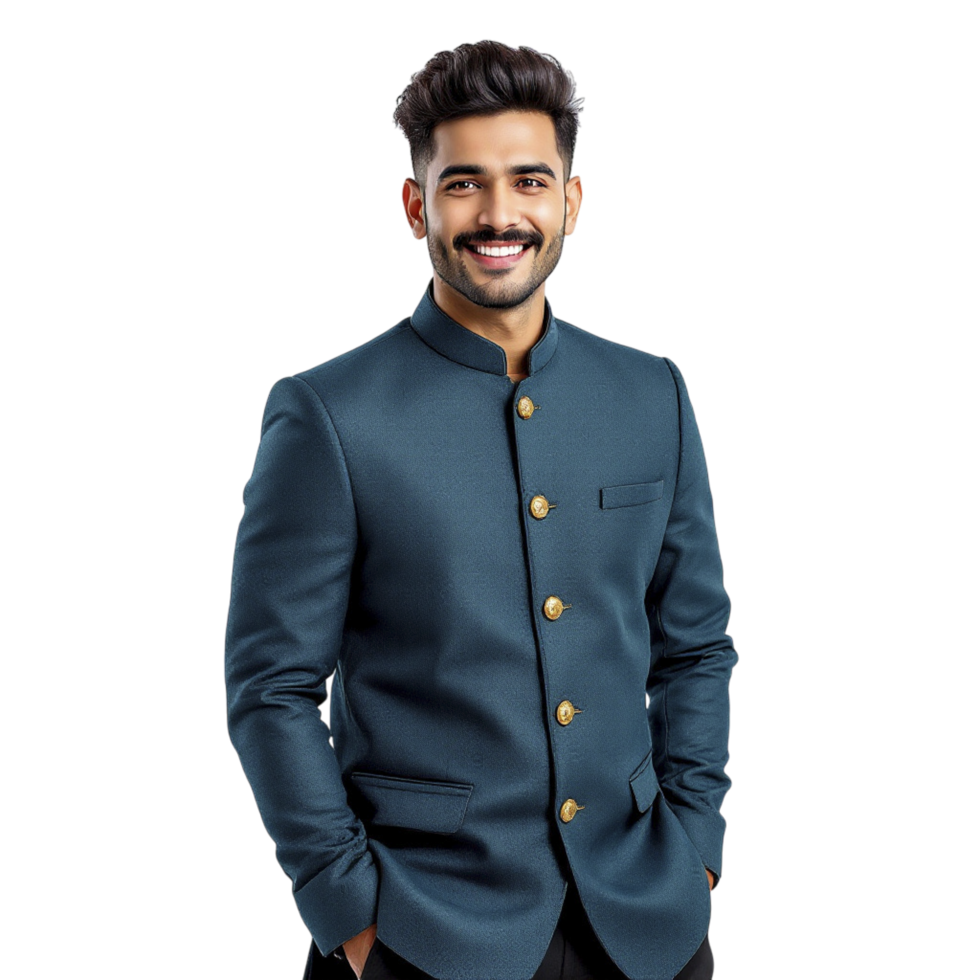 A man in a blue suit smiling png