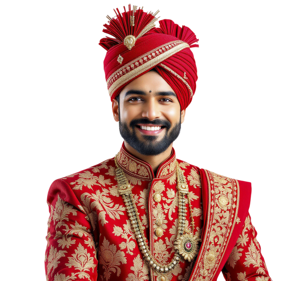 A man in a red sherwani png