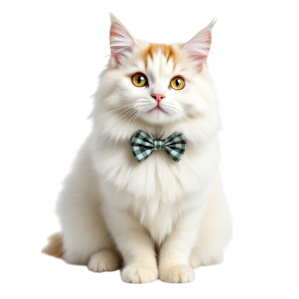 A white cat wearing a bow tie png