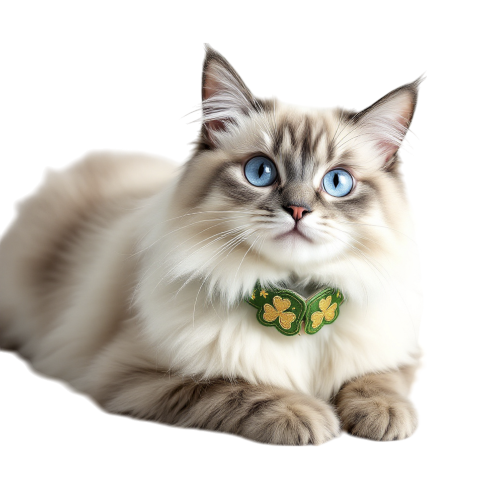 A cat with blue eyes is sitting on a black background png