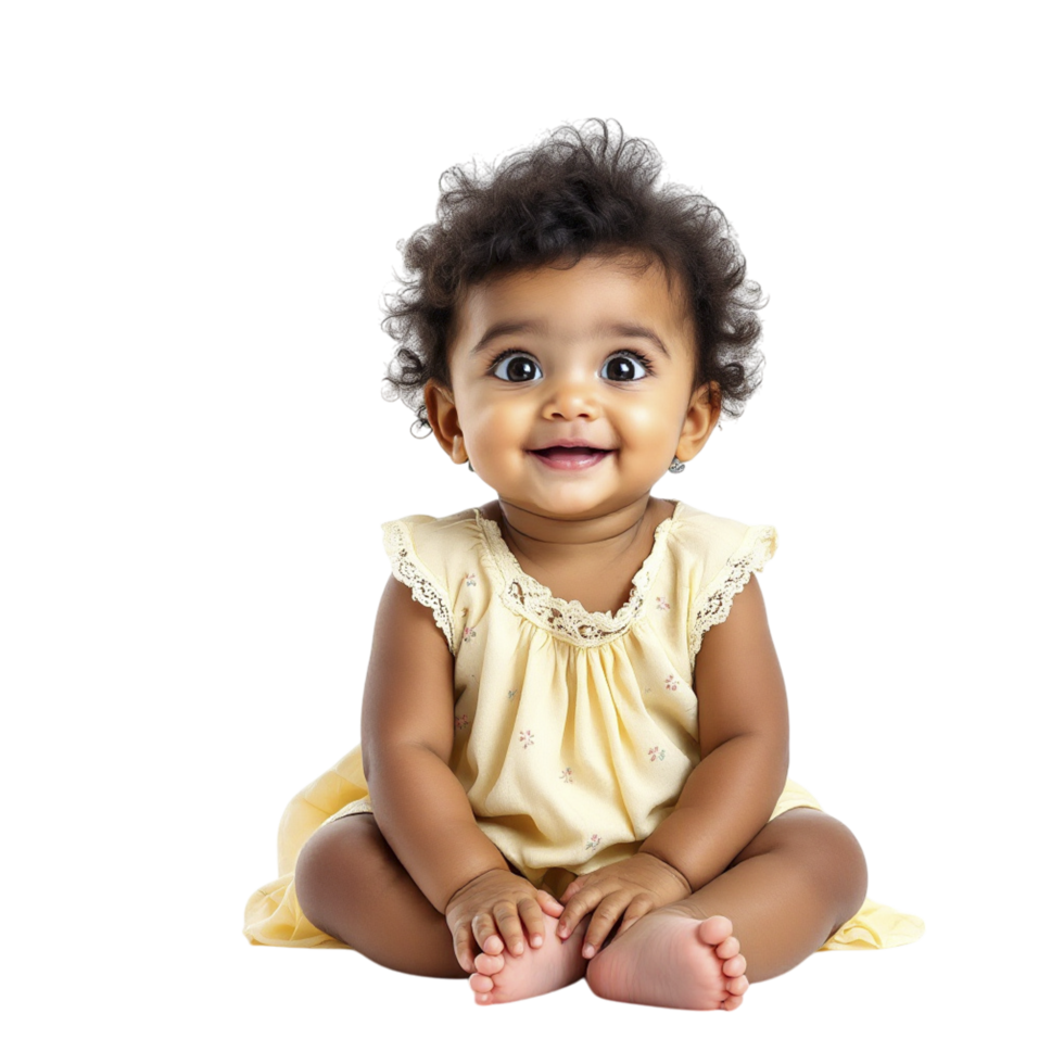 A baby girl sitting on the floor with her hands up png