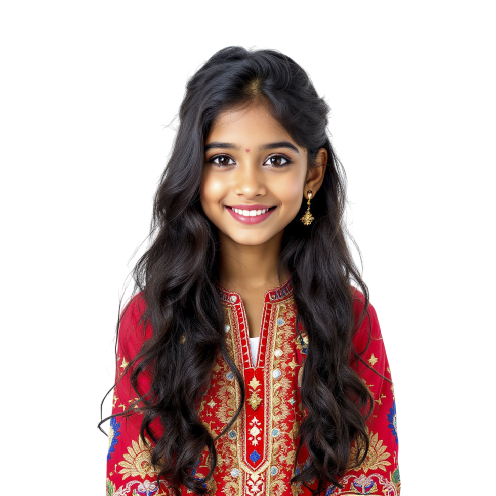 A young girl in a traditional indian dress png
