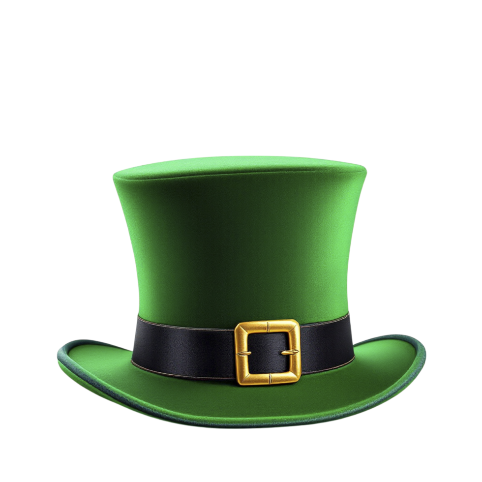 A green top hat with a gold buckle png