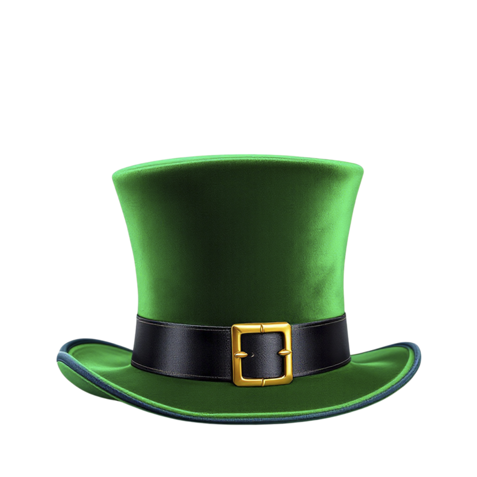 A green top hat with a gold buckle png