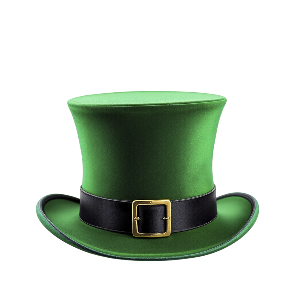A green top hat with a gold buckle png