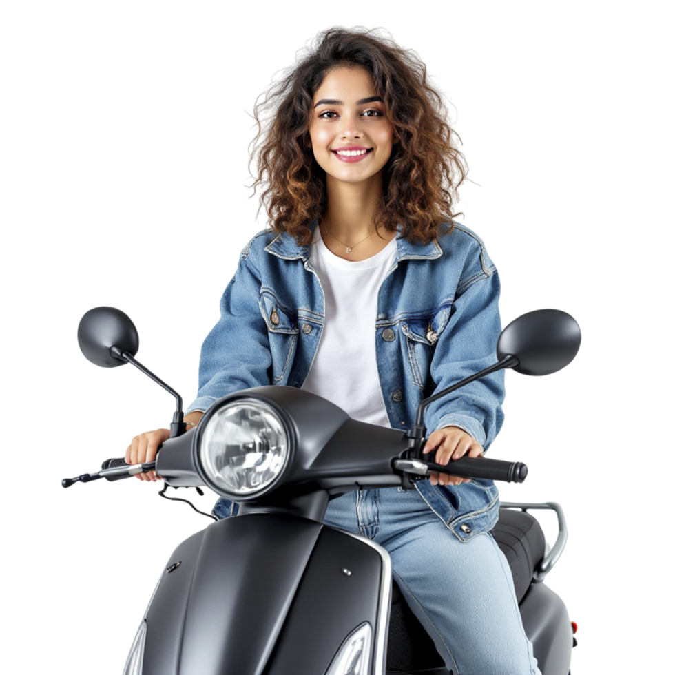 A woman sitting on a scooter png