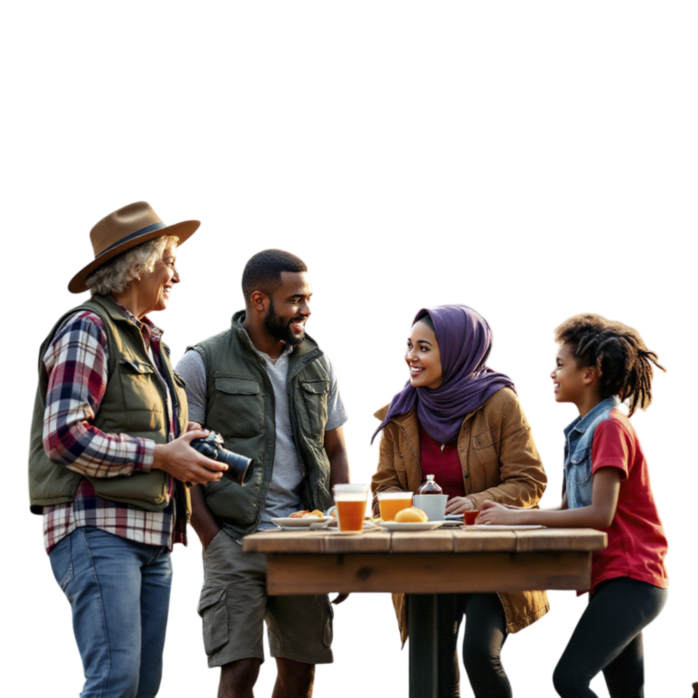 A group of people sitting at a table with a man and woman png