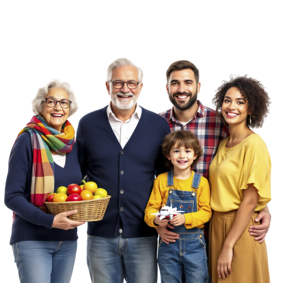 A family with apples and a basket png