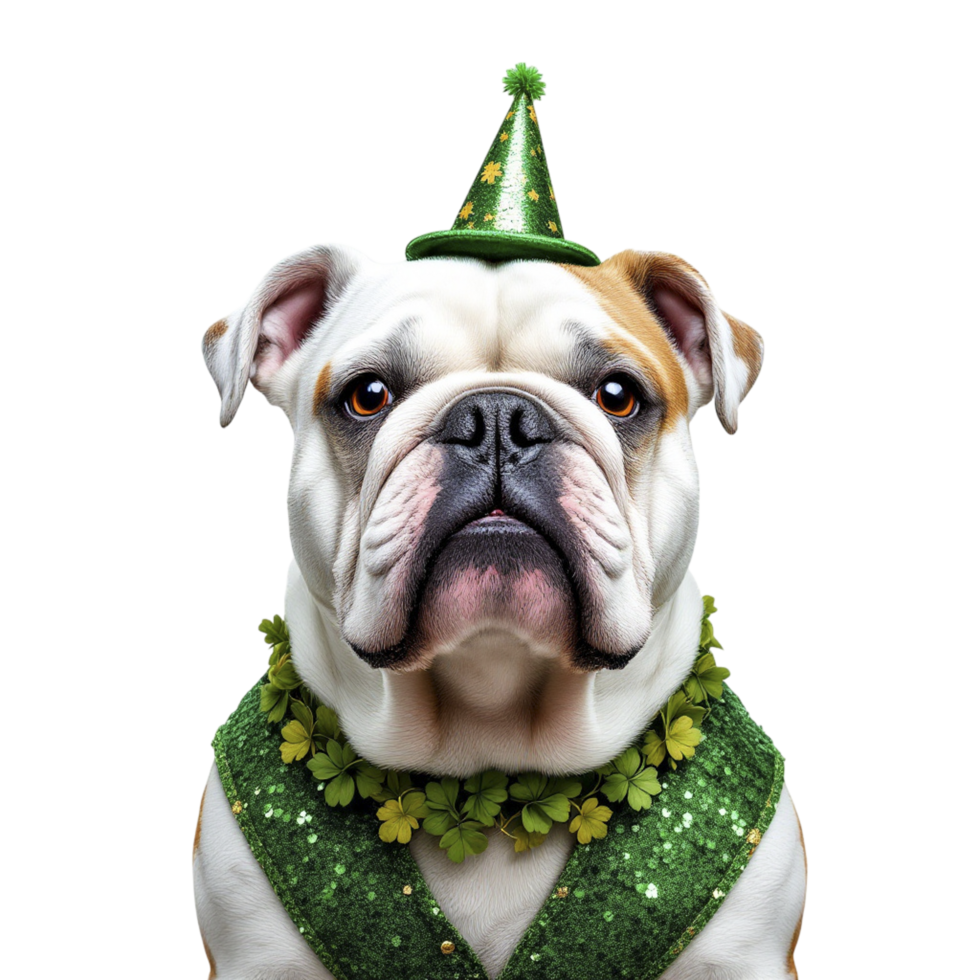 A bulldog wearing a green hat and green scarf png