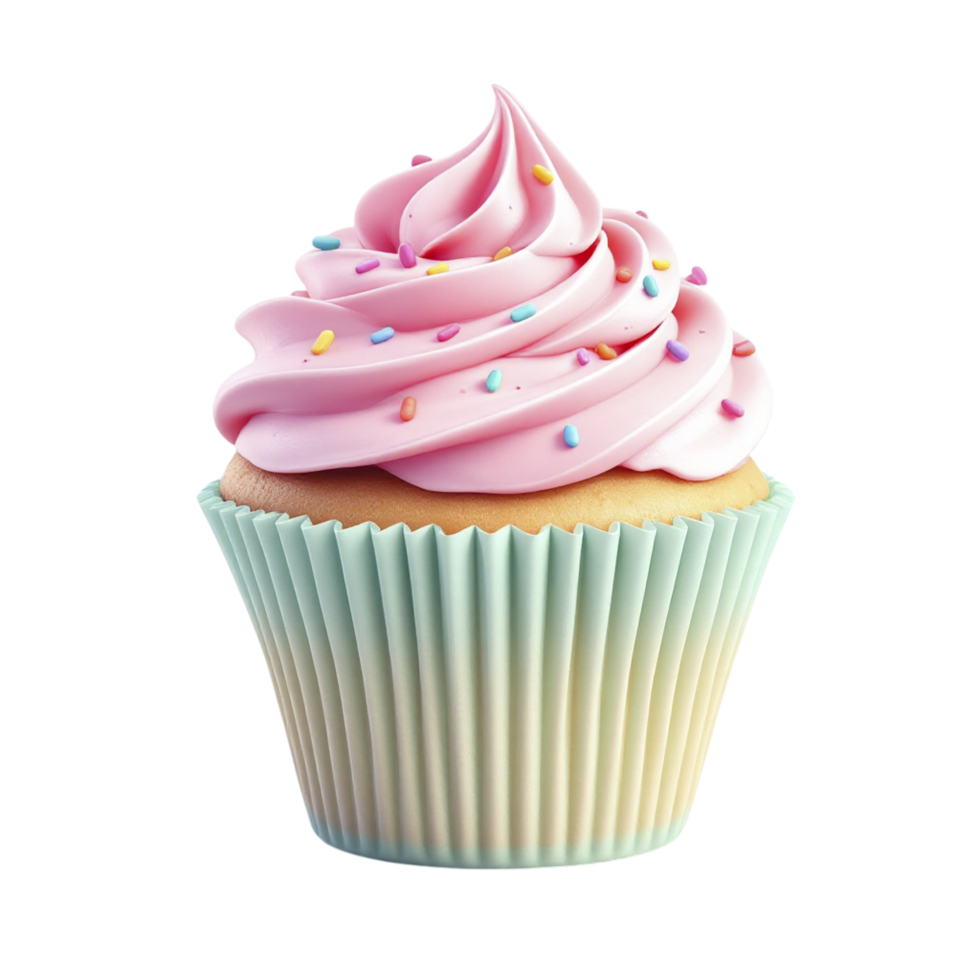 A cupcake with pink frosting on top png