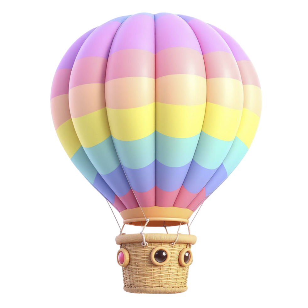 A colorful hot air balloon is shown on a black background png