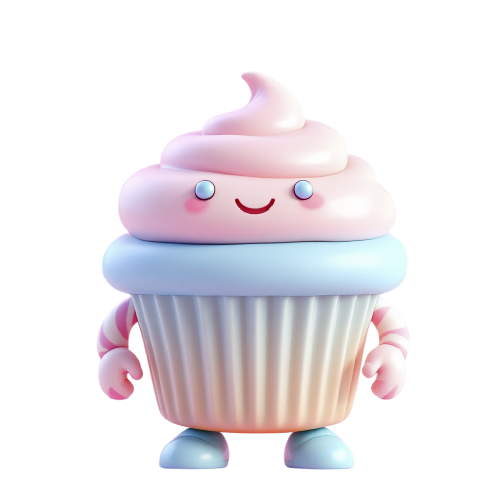 A cupcake with a pink and blue face png