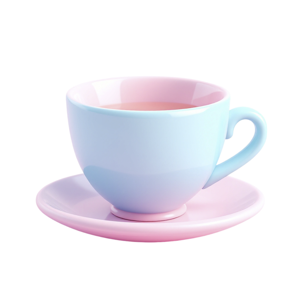 A cup of tea is shown on a saucer png
