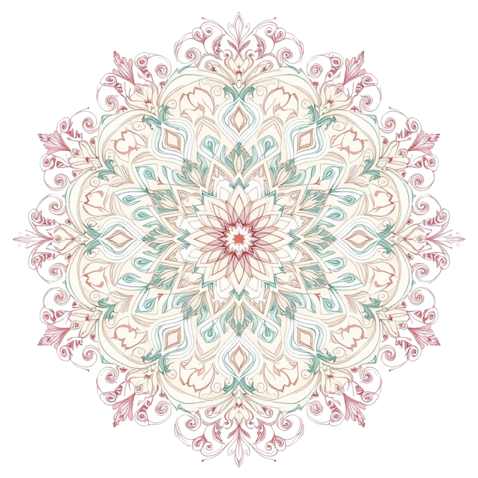A circular pattern with a floral design on a black background png