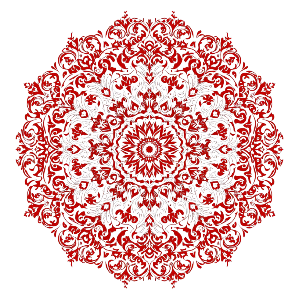 A red and white circular pattern on a black background png