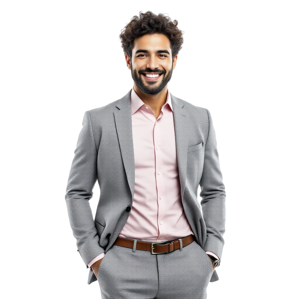 A man in a suit is smiling png