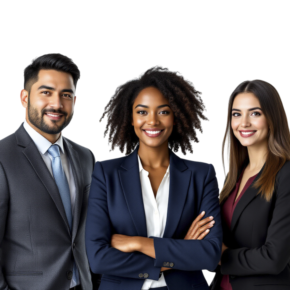 Three business people standing together png