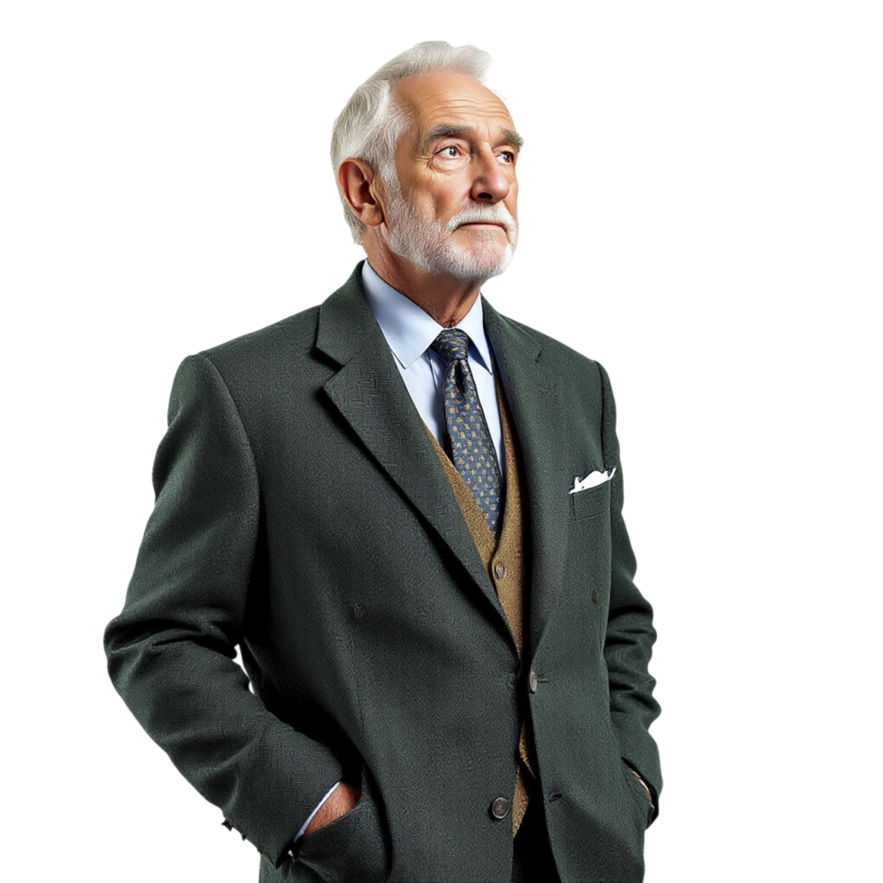 An older man in a suit and tie png