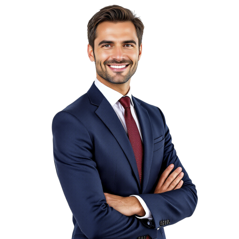 A man in a suit and tie is smiling png